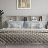 Headboard Cabinet Concrete Grey 220 cm - Side View