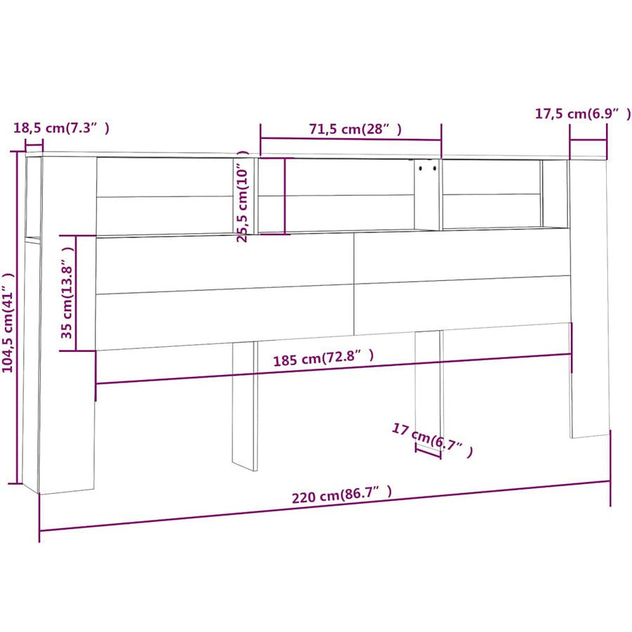 Headboard Cabinet Concrete Grey 220 cm