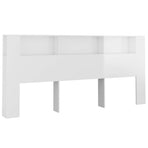 Headboard Cabinet High Gloss White 220 cm