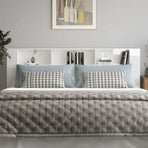Headboard Cabinet High Gloss White 220 cm