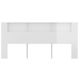 Headboard Cabinet High Gloss White 220x18.5x104.5 cm - Top-Down View