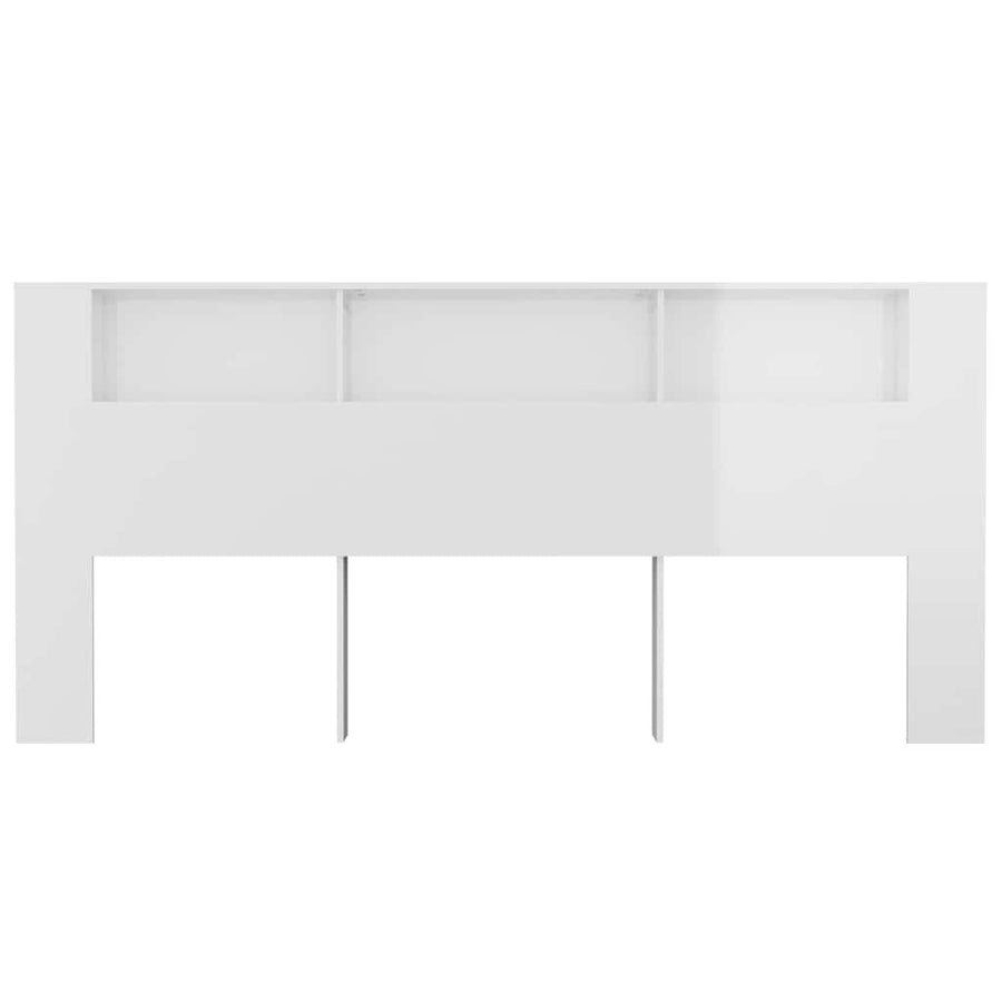 Headboard Cabinet High Gloss White 220 cm