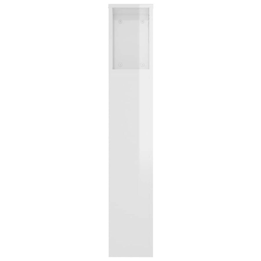 Headboard Cabinet High Gloss White 220 cm