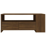 Coffee Table Brown Oak 102x55x42 cm Engineered Wood - Side View