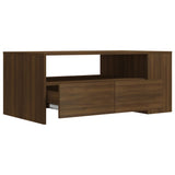 Coffee Table Brown Oak 102x55x42 cm Engineered Wood - Top-Down View
