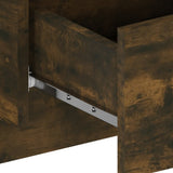 Wall-mounted Bedside Cabinet Smoked Oak - Close-Up Angle