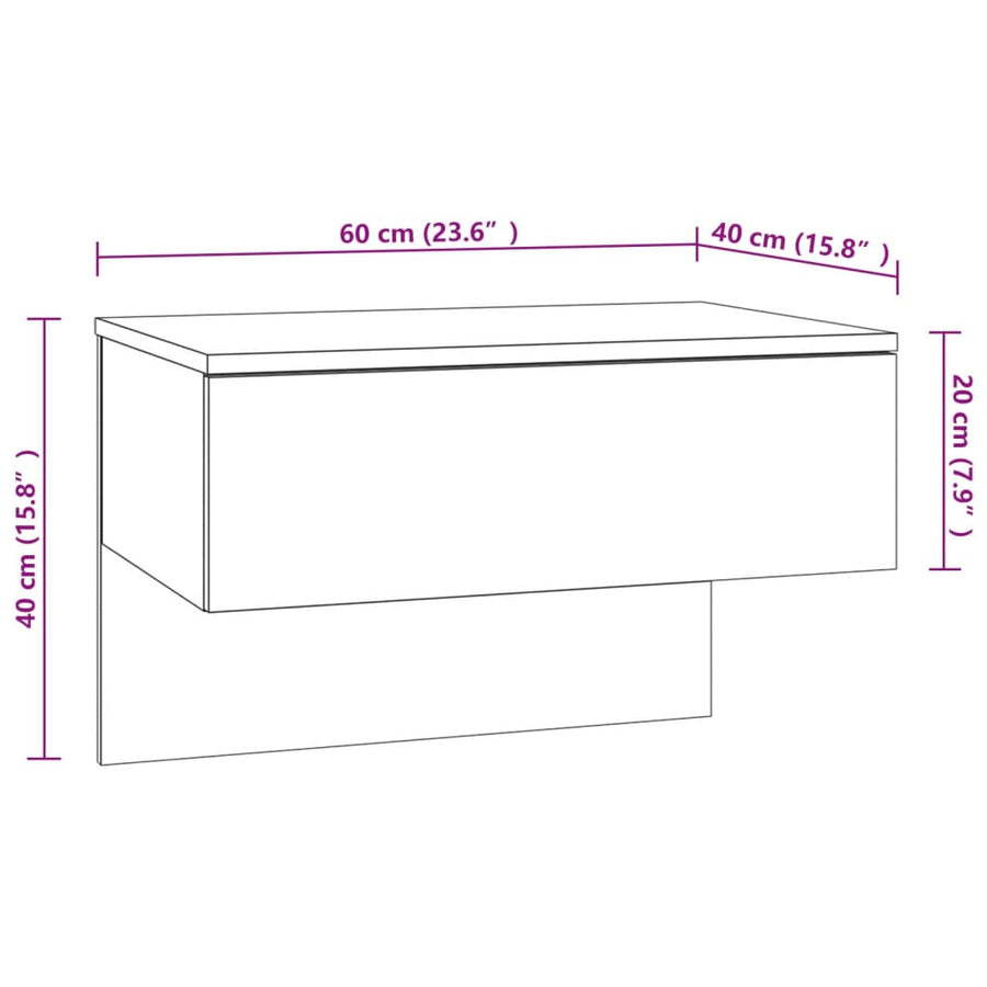 Wall-mounted Bedside Cabinet Smoked Oak