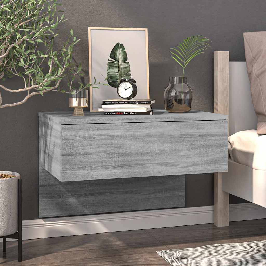 Wall-mounted Bedside Cabinets 2 pcs Grey Sonoma
