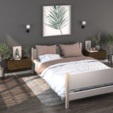 Wall-mounted Bedside Cabinet Brown Oak - Side View