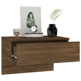 Wall-mounted Bedside Cabinet Brown Oak - Top-Down View