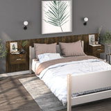 Wall-mounted Bedside Cabinet Smoked Oak - Side View
