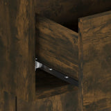 Wall-mounted Bedside Cabinet Smoked Oak - Rear View