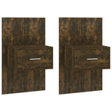 Wall-mounted Bedside Cabinets 2 pcs Smoked Oak - Front View