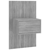 Wall-mounted Bedside Cabinet Grey Sonoma - Front View