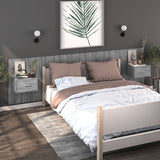 Wall-mounted Bedside Cabinet Grey Sonoma - Side View