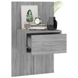 Wall-mounted Bedside Cabinet Grey Sonoma - Close-Up Angle