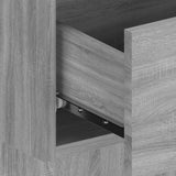 Wall-mounted Bedside Cabinet Grey Sonoma - Rear View