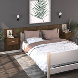 Wall-mounted Bedside Cabinet Brown Oak - Side View