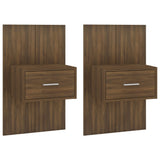 Wall-mounted Bedside Cabinets 2 pcs Brown Oak - Front View