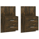 Wall-mounted Bedside Cabinets 2 pcs Smoked Oak - Front View