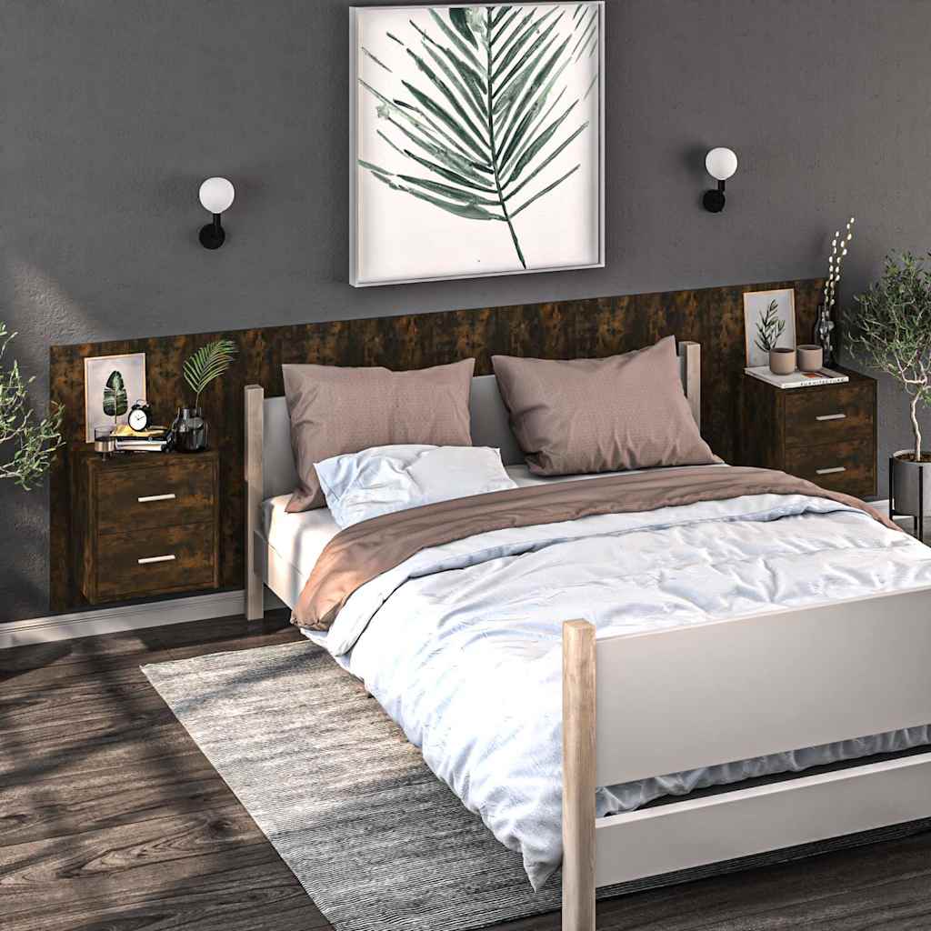 Wall-mounted Bedside Cabinets 2 pcs Smoked Oak