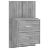 Wall-mounted Bedside Cabinet Grey Sonoma - Front View