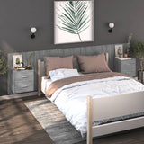 Wall-mounted Bedside Cabinet Grey Sonoma - Side View