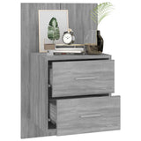 Wall-mounted Bedside Cabinet Grey Sonoma - Close-Up Angle