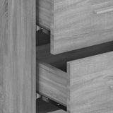 Wall-mounted Bedside Cabinet Grey Sonoma - Rear View