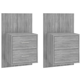Wall-mounted Bedside Cabinets 2 pcs Grey Sonoma - Front View