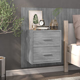 Wall-mounted Bedside Cabinets 2 pcs Grey Sonoma - Side View