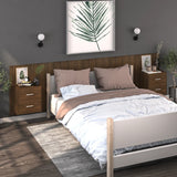 Wall-mounted Bedside Cabinet Brown Oak - Side View