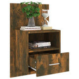 Wall-mounted Bedside Cabinet Smoked Oak - Close-Up Angle