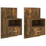 Wall-mounted Bedside Cabinets 2 pcs Smoked Oak - Front View