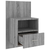 Wall-mounted Bedside Cabinet Grey Sonoma - Rear View