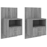 Wall-mounted Bedside Cabinets 2 pcs Grey Sonoma - Front View