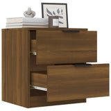 Bedside Cabinet Brown Oak Engineered Wood - Close-Up Angle