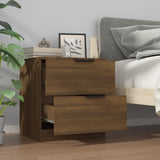 Bedside Cabinet Brown Oak Engineered Wood - Side View