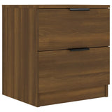 Bedside Cabinets 2 pcs Brown Oak Engineered Wood - Side View