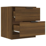 Bedside Cabinets 2 pcs Brown Oak Engineered Wood - Rear View