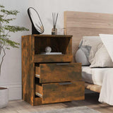 Bedside Cabinet Smoked Oak Engineered Wood - Side View