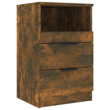 Bedside Cabinets 2 pcs Smoked Oak Engineered Wood - Side View