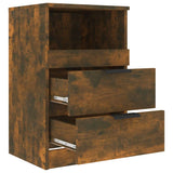 Bedside Cabinets 2 pcs Smoked Oak Engineered Wood - Rear View