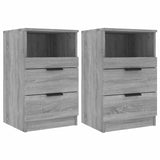 Bedside Cabinets 2 pcs Grey Sonoma Engineered Wood - Front View