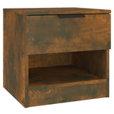 Bedside Cabinet Smoked Oak Engineered Wood - Front View