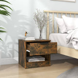 Bedside Cabinet Smoked Oak Engineered Wood