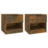 Bedside Cabinets 2 pcs Smoked Oak Engineered Wood - Front View