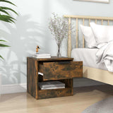 Bedside Cabinets 2 pcs Smoked Oak Engineered Wood - Side View