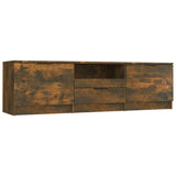 TV Cabinet Smoked Oak 140x35x40 cm Engineered Wood - Front View