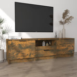 TV Cabinet Smoked Oak 140x35x40 cm Engineered Wood - Side View
